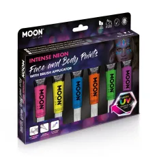 Neon UV Face Body Paint with Brush Applicator, Neon UV Face Body Paint with Brush Applicator Intense Boxset Neon UV Face Body Paint with Brush Applicator, Neon UV Face Body Paint with Brush Applicator Intense Boxset