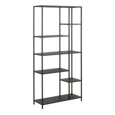 Newcastle Asymmetrical Bookcase With 6 Shelves In Matt Black Newcastle Asymmetrical Bookcase With 6 Shelves In Matt Black