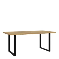 Nikomedes 180 cm Dining Table In Bartex Oak Black Frame