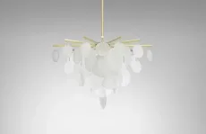 Nimbus - Medium - DALI-A Chandelier satin brass with fritted glass Nimbus - Medium - DALI-A Chandelier satin brass with fritted glass