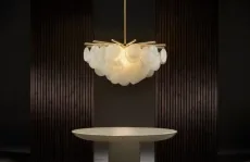 Nimbus - Round - Large - DALI-A Chandelier satin brass with fritted glass Nimbus - Round - Large - DALI-A Chandelier satin brass with fritted glass