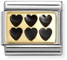 Nomination Black Line of Hearts Charm