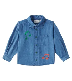 Note embroidered denim shirt Note embroidered denim shirt