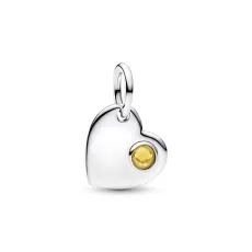 November Birthstone Engravable Heart Dangle Charm November Birthstone Engravable Heart Dangle Charm