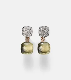 Nudo 18kt rose and white gold earrings with prasiolites and diamonds Nudo 18kt rose and white gold earrings with prasiolites and diamonds