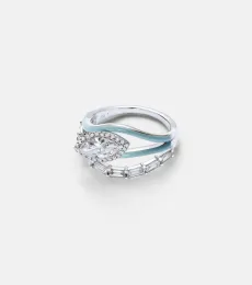 Oasis 18kt white gold ring with diamonds and enamel Oasis 18kt white gold ring with diamonds and enamel