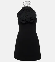 Odetta floral-applique halterneck minidress Odetta floral-applique halterneck minidress