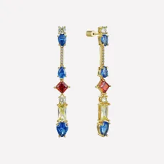 Odette Drop Statement Earrings - Rhodium Plated