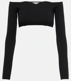 Off-shoulder wool-blend crop top Off-shoulder wool-blend crop top