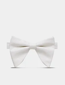 Off White Spun Silk Large Bow Tie Ready Tied Plain Men's Off White Spun Silk Large Bow Tie Ready Tied Plain Men's