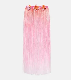 Ombrà leather-trimmed tassel midi skirt Ombrà leather-trimmed tassel midi skirt