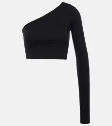 One-shoulder cotton crop top