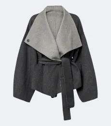 Onelle reversible wool-blend wrap coat