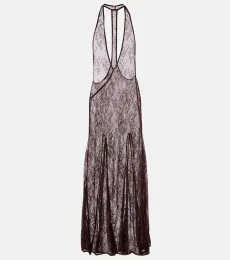 Open-back sheer lace maxi dress