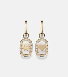 Open Icon 14kt gold drop earrings with diamonds
