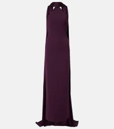Ophelia cape-detail halterneck gown