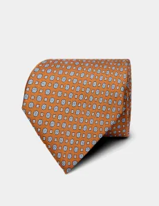 Orange Foulard 1913 Tie Silk Geometric Men's Orange Foulard 1913 Tie Silk Geometric Men's