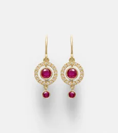 Orbit 18kt gold drop earrings with rubies and diamonds