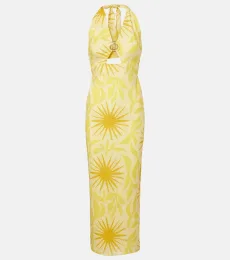 Orly printed cutout linen midi dress