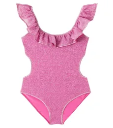 Oséree Kids Lumière ruffled lamé bikini Oséree Kids Lumière ruffled lamé bikini