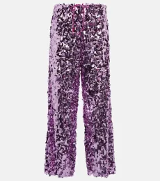 Oséree Pantalones anchos de tiro alto con lentejuelas Oséree Pantalones anchos de tiro alto con lentejuelas