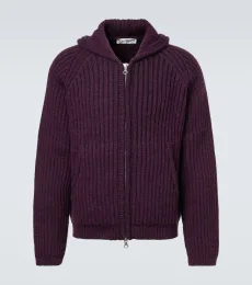 Our Legacy Level ribbed-knit wool zip-up hoodie Our Legacy Level ribbed-knit wool zip-up hoodie