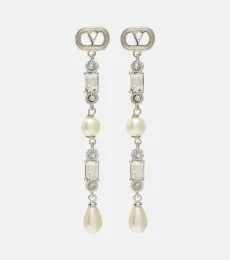 Ovalette VLogo SwarovskiÂ-embellished drop earrings