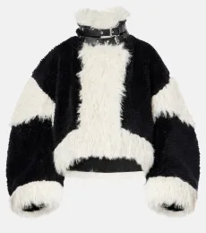 Oversized faux fur-trimmed wool jacket Oversized faux fur-trimmed wool jacket