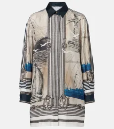 Oversized printed silk twill shirt Oversized printed silk twill shirt
