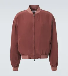 Oversized silk poplin blouson jacket