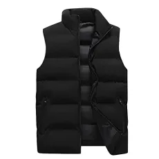 Padded Gilet for Men UK Plus Size Bodywarmer Warm Winter Jacket Puffer Vest Lightweight Sleeveless Body Warmer Jacket with Zip Pockets Quilted Thick Windproof Outwear Puffer Coat Size M-5XL