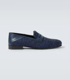 Padstow raffia and leather penny loafers Padstow raffia and leather penny loafers