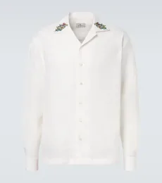 Paisley embroidered linen shirt