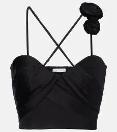 Palmire floral-appliquÃ crop top