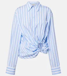Palmizi cutout striped cotton poplin shirt Palmizi cutout striped cotton poplin shirt