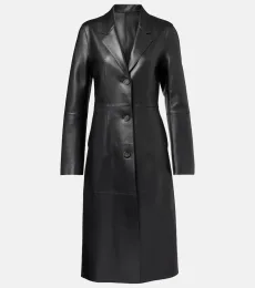 Paneled leather coat