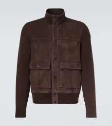Paneled suede and wool jacket Paneled suede and wool jacket