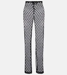 Pantalon ajusté en résille à pois Pantalon ajusté en résille à pois