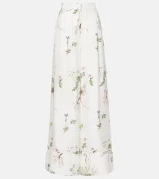 Pantalon ample en soie à fleurs Pantalon ample en soie à fleurs