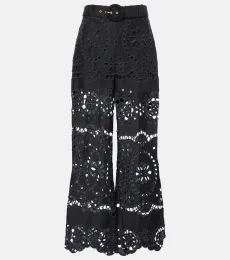 Pantalon ample Pop brodé en lin Pantalon ample Pop brodé en lin
