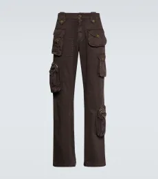Pantalon cargo droit à taille mi-haute Pantalon cargo droit à taille mi-haute