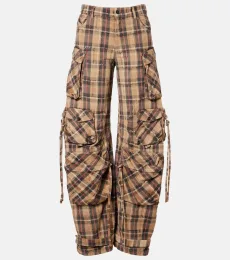 Pantalon cargo en coton à carreaux Pantalon cargo en coton à carreaux