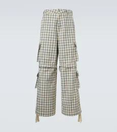 Pantalon cargo en coton à carreaux Pantalon cargo en coton à carreaux