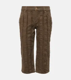 Pantalon court taille basse en coton mélangé