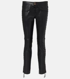 Pantalon Cyerra à taille basse en cuir Pantalon Cyerra à taille basse en cuir