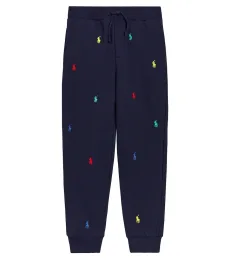 Pantalon de survêtement brodé en coton mélangé Pantalon de survêtement brodé en coton mélangé