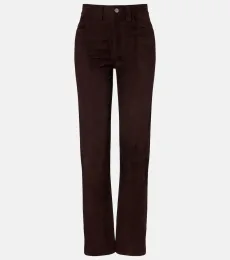 Pantalon droit Callum à taille haute en daim Pantalon droit Callum à taille haute en daim