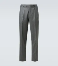 Pantalon droit en flanelle de laine Pantalon droit en flanelle de laine