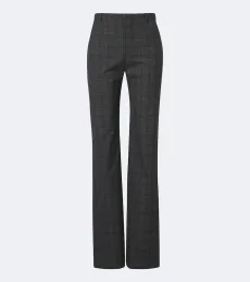 Pantalon droit en laine à carreaux Pantalon droit en laine à carreaux