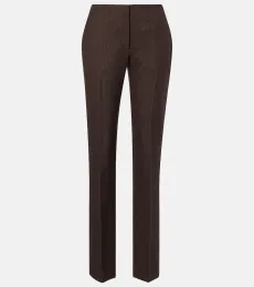 Pantalon droit en laine à rayures Pantalon droit en laine à rayures